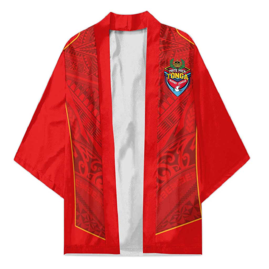 Custom Mate Ma'a Tonga Rugby Kimono Ngatu Tribal Motifs Sporty Style LT03 Unisex Red - Polynesian Pride