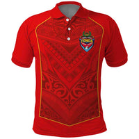 Custom Mate Ma'a Tonga Rugby Polo Shirt Ngatu Tribal Motifs Sporty Style LT03 Red - Polynesian Pride