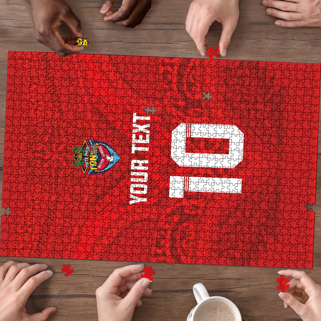 Custom Mate Ma'a Tonga Rugby Puzzle Ngatu Tribal Motifs Sporty Style LT03 - Polynesian Pride