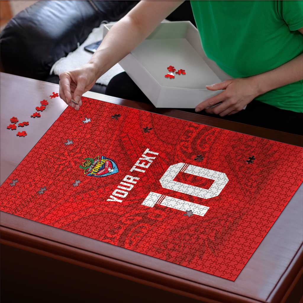 Custom Mate Ma'a Tonga Rugby Puzzle Ngatu Tribal Motifs Sporty Style LT03 - Polynesian Pride