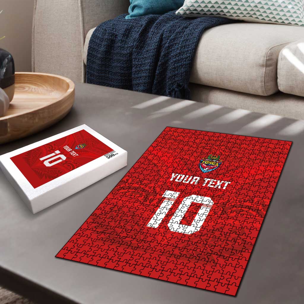 Custom Mate Ma'a Tonga Rugby Puzzle Ngatu Tribal Motifs Sporty Style LT03 - Polynesian Pride