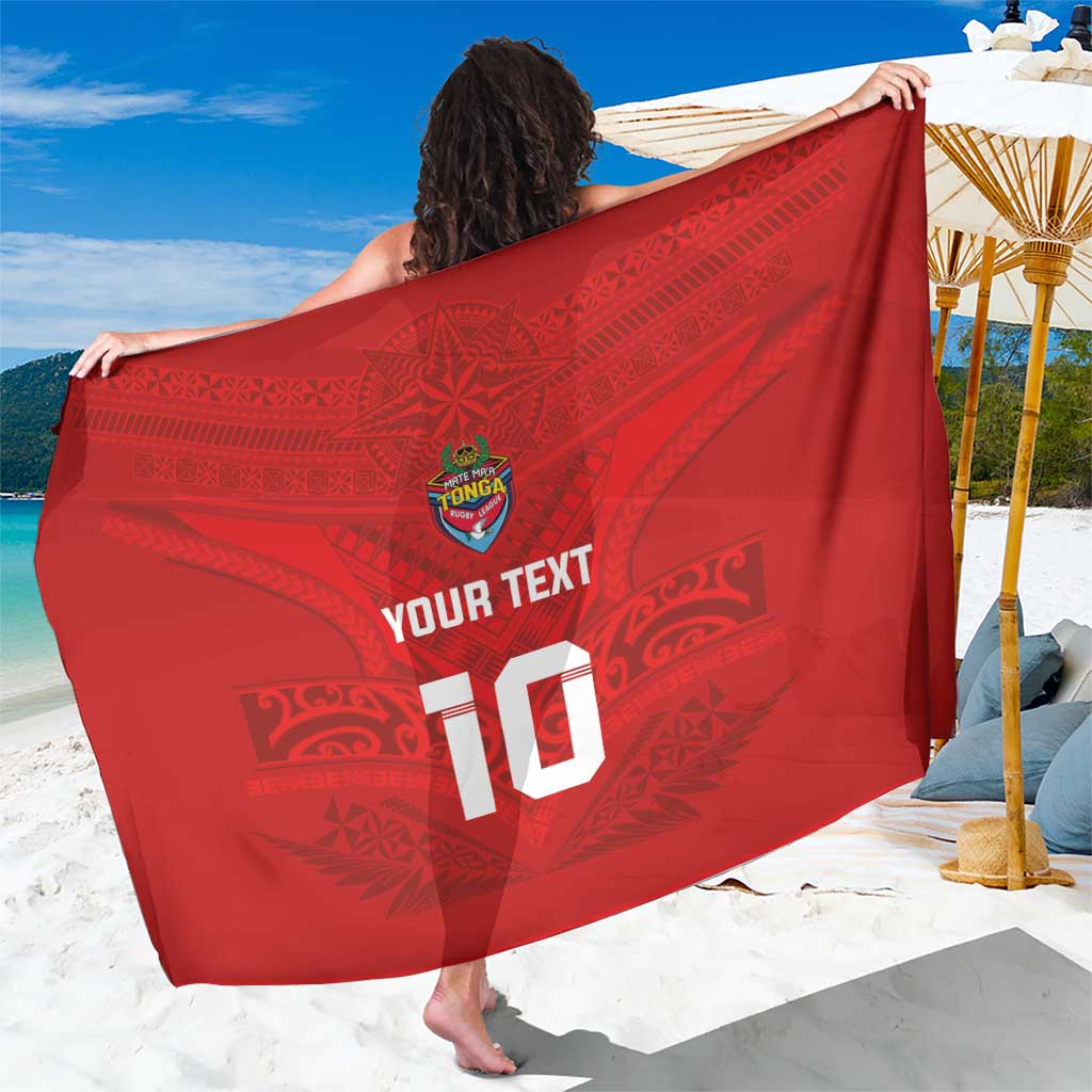 Custom Mate Ma'a Tonga Rugby Sarong Ngatu Tribal Motifs Sporty Style LT03 One Size 44 x 66 inches Red - Polynesian Pride