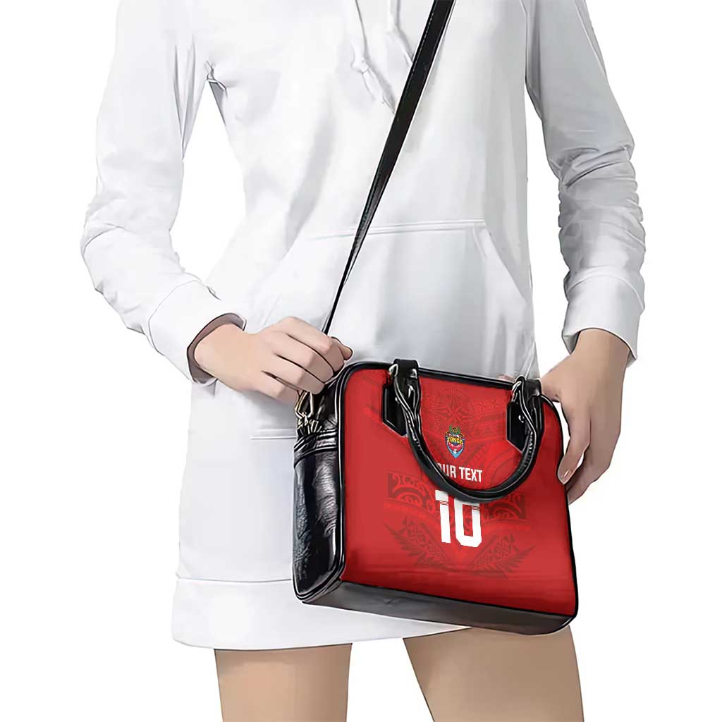 Custom Mate Ma'a Tonga Rugby Shoulder Handbag Ngatu Tribal Motifs Sporty Style LT03 - Polynesian Pride
