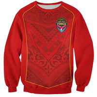 Custom Mate Ma'a Tonga Rugby Sweatshirt Ngatu Tribal Motifs Sporty Style LT03 Unisex Red - Polynesian Pride