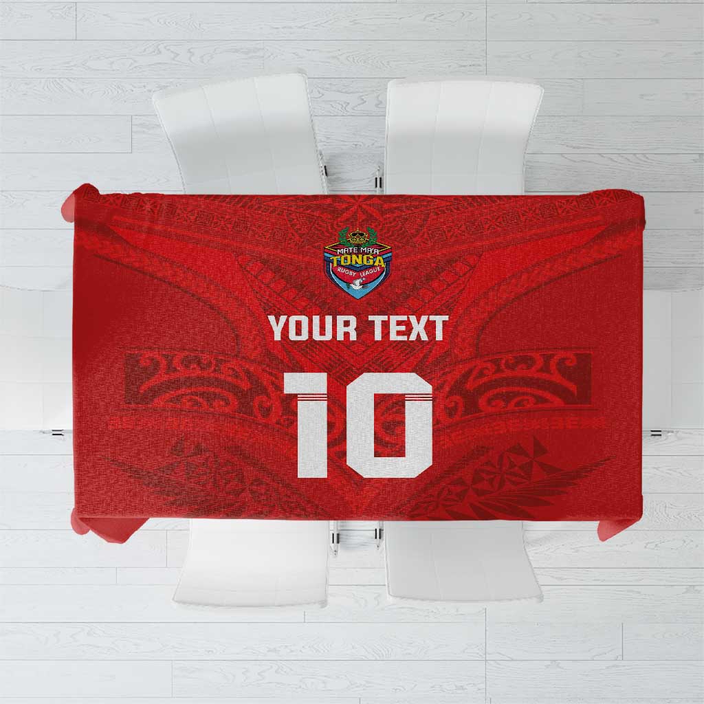 Custom Mate Ma'a Tonga Rugby Tablecloth Ngatu Tribal Motifs Sporty Style LT03 Red - Polynesian Pride