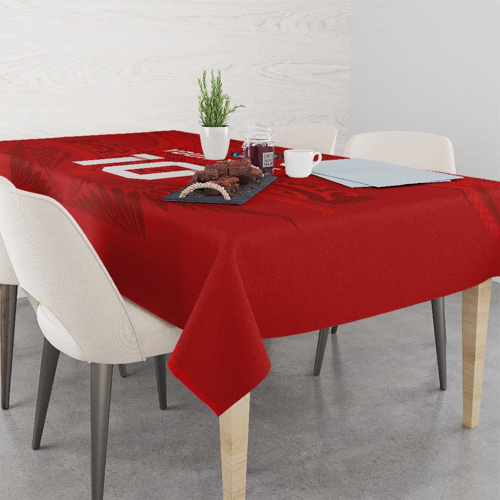 Custom Mate Ma'a Tonga Rugby Tablecloth Ngatu Tribal Motifs Sporty Style LT03 - Polynesian Pride
