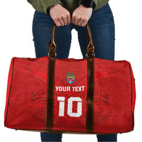 Custom Mate Ma'a Tonga Rugby Travel Bag Ngatu Tribal Motifs Sporty Style LT03 Red - Polynesian Pride