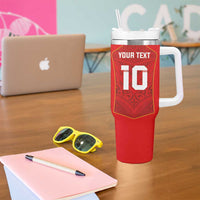 Custom Mate Ma'a Tonga Rugby Tumbler With Handle Ngatu Tribal Motifs Sporty Style LT03 - Polynesian Pride