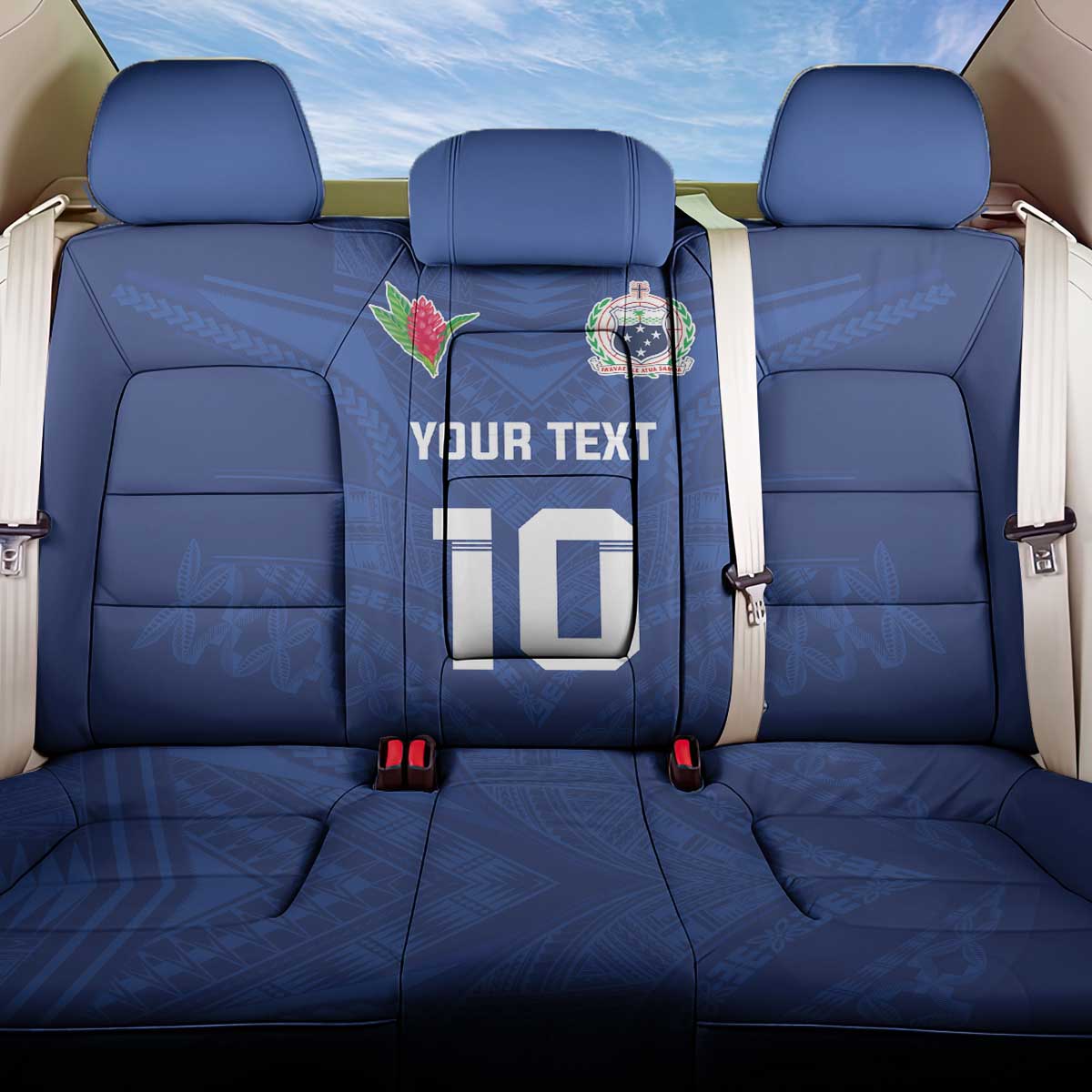 Custom Samoa Rugby Back Car Seat Cover Tatau Tribal Motifs Sporty Style LT03 One Size Blue - Polynesian Pride