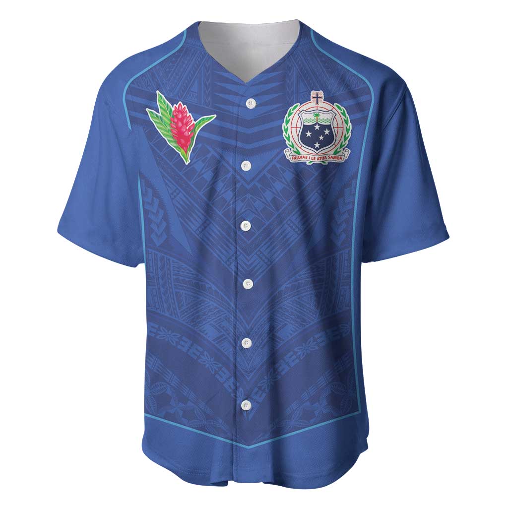 Custom Samoa Rugby Baseball Jersey Tatau Tribal Motifs Sporty Style LT03 Blue - Polynesian Pride