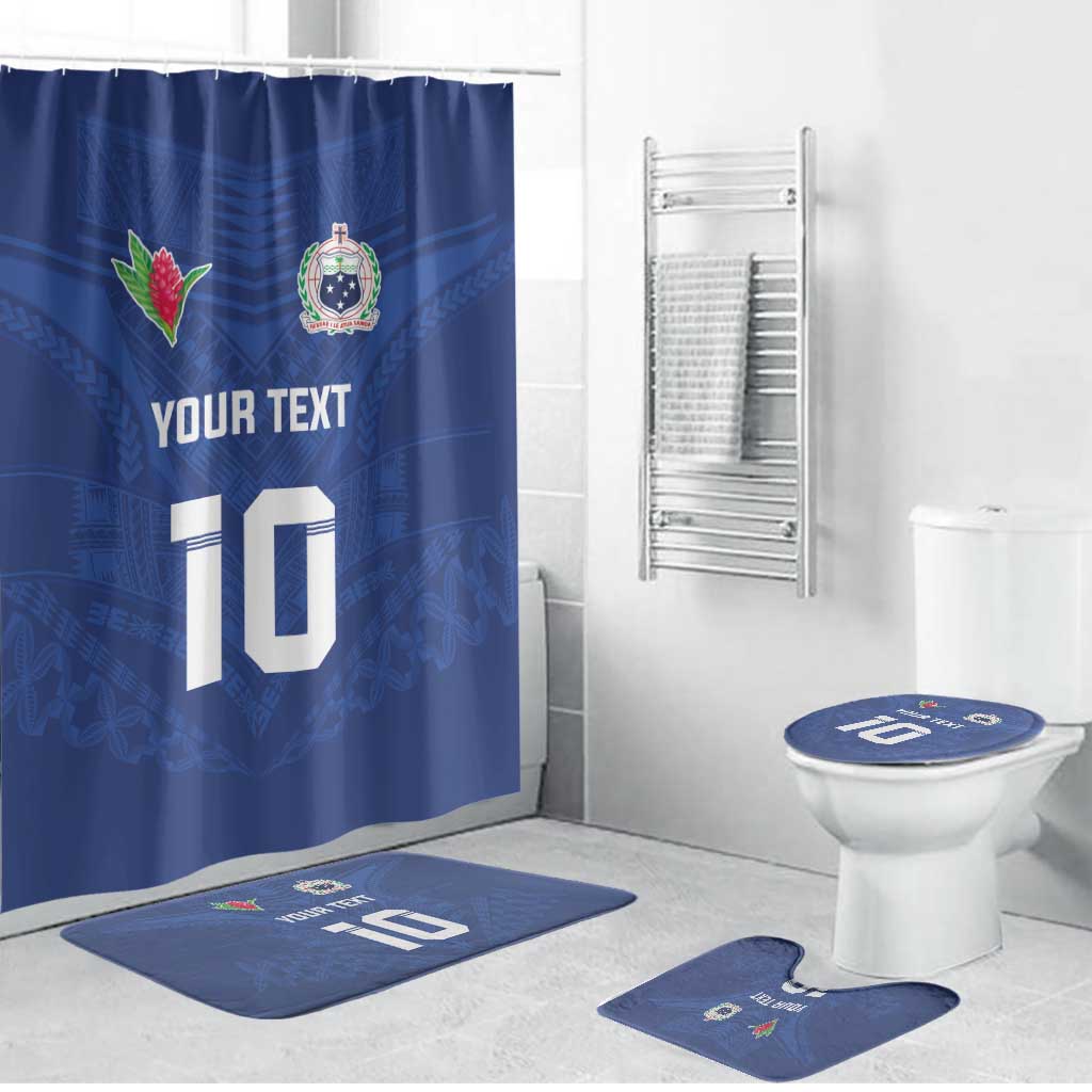 Custom Samoa Rugby Bathroom Set Tatau Tribal Motifs Sporty Style LT03 Bathroom Set (4 pcs) Blue - Polynesian Pride