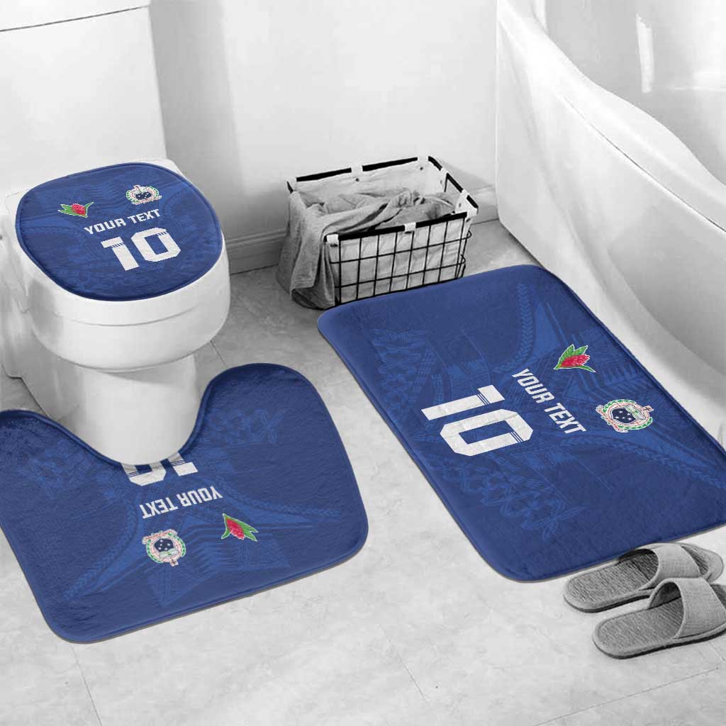Custom Samoa Rugby Bathroom Set Tatau Tribal Motifs Sporty Style LT03 Mat Set Only (3 pcs) One Size Blue - Polynesian Pride