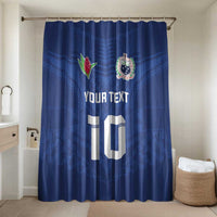 Custom Samoa Rugby Bathroom Set Tatau Tribal Motifs Sporty Style LT03 Shower Curtain Only Blue - Polynesian Pride