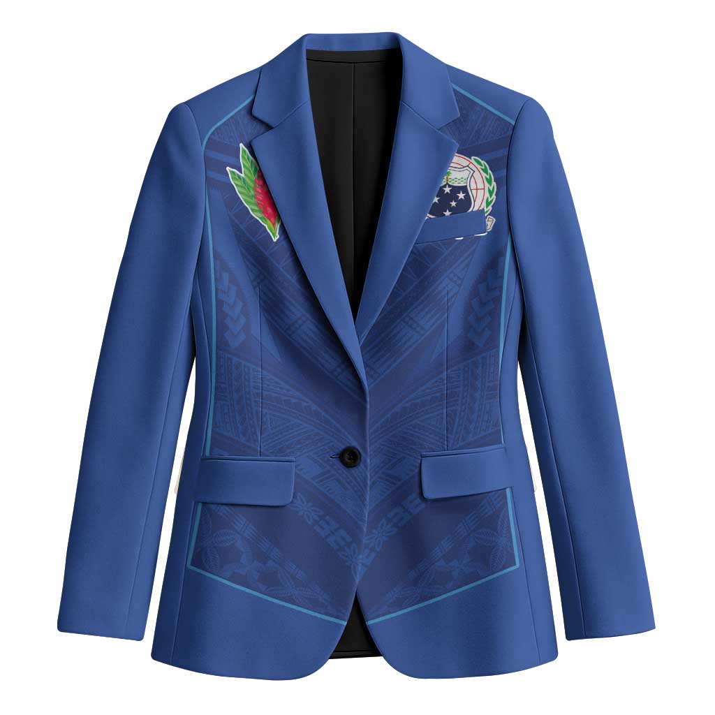 Custom Samoa Rugby Blazer Tatau Tribal Motifs Sporty Style LT03 Unisex Blue - Polynesian Pride