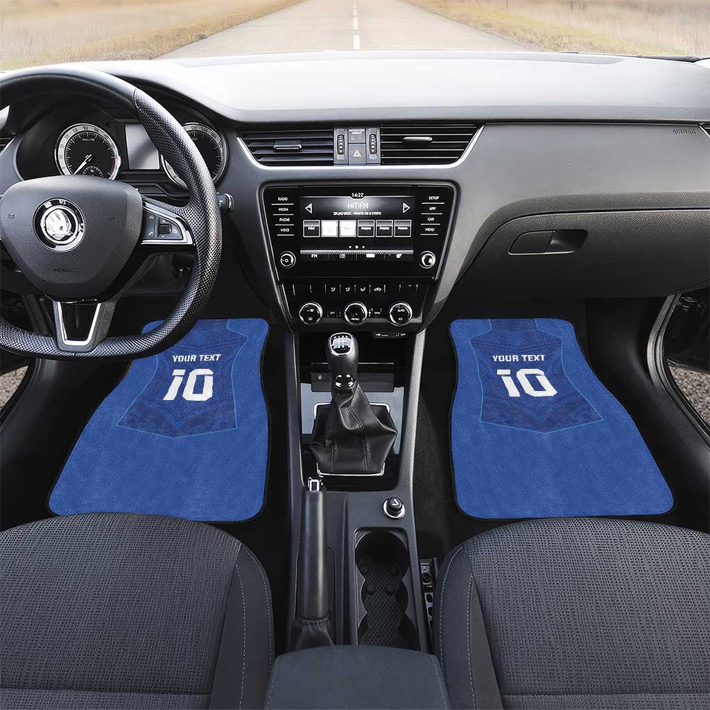 Custom Samoa Rugby Car Mats Tatau Tribal Motifs Sporty Style LT03 Set 2pcs - Front Blue - Polynesian Pride