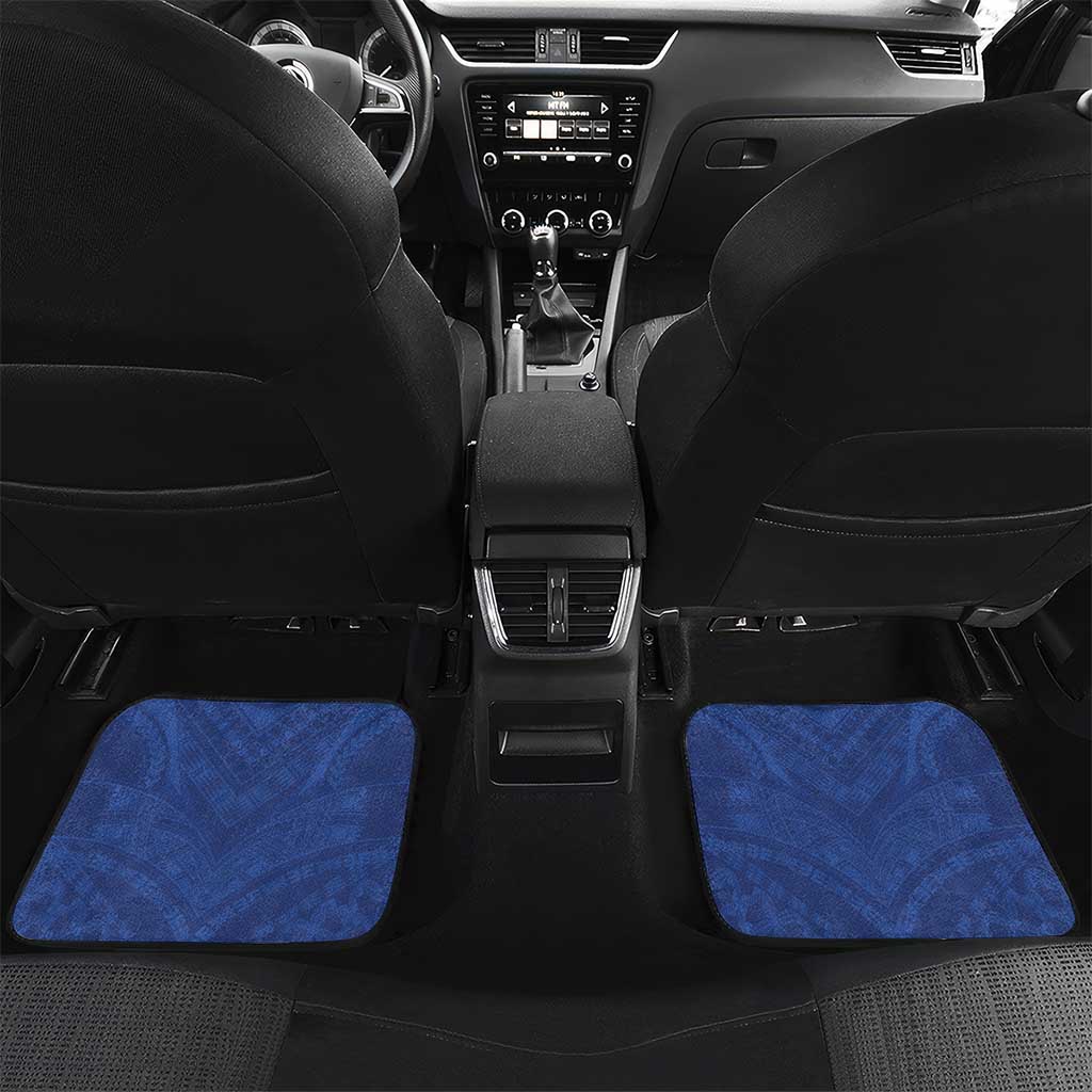 Custom Samoa Rugby Car Mats Tatau Tribal Motifs Sporty Style LT03 Set 2pcs - Back Blue - Polynesian Pride