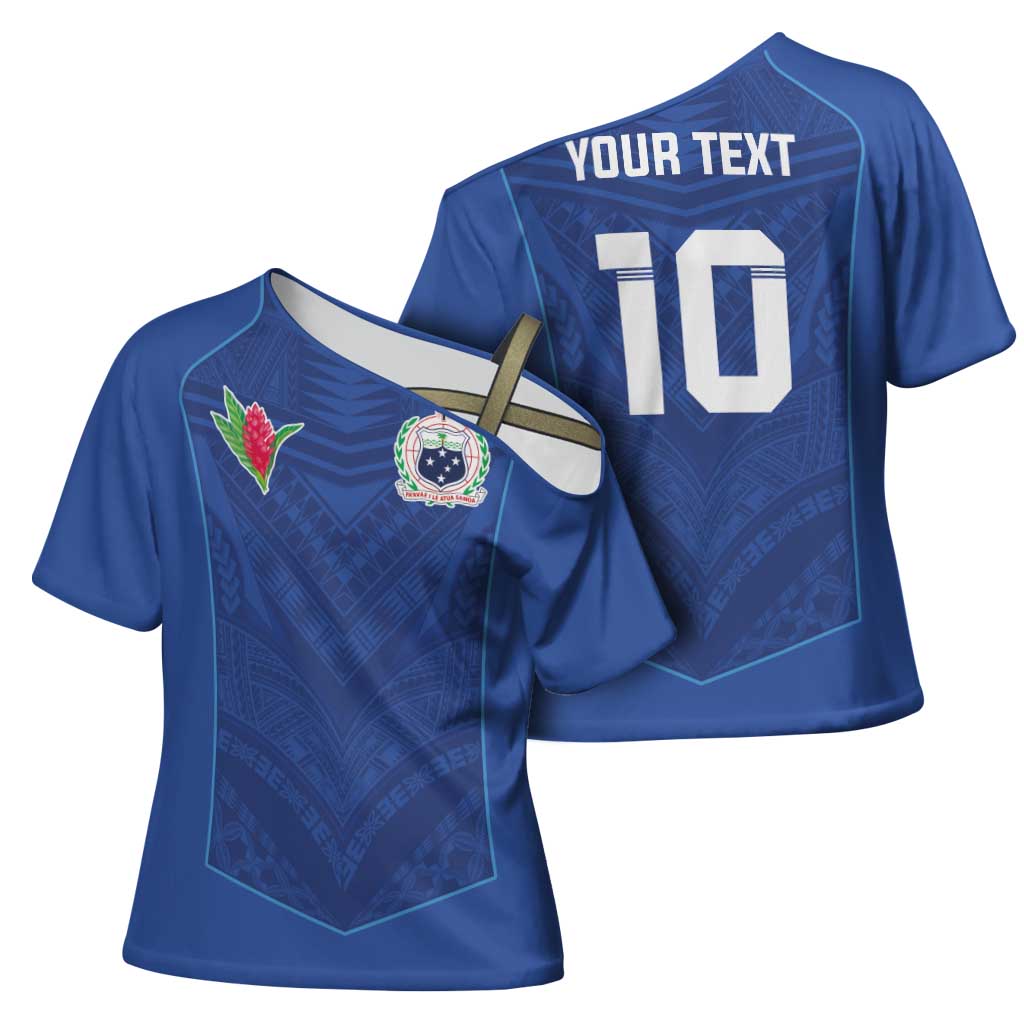 Custom Samoa Rugby Cross Shoulder Shirt Tatau Tribal Motifs Sporty Style LT03 - Polynesian Pride