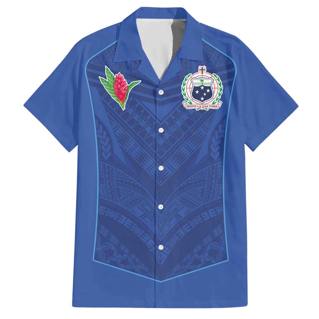 Custom Samoa Rugby Hawaiian Shirt Tatau Tribal Motifs Sporty Style LT03 Blue - Polynesian Pride