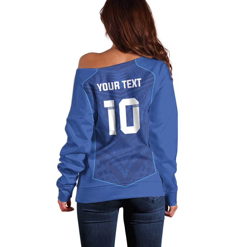 Custom Samoa Rugby Off Shoulder Sweater Tatau Tribal Motifs Sporty Style LT03 - Polynesian Pride
