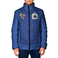 Custom Samoa Rugby Padded Jacket Tatau Tribal Motifs Sporty Style LT03 Men Blue - Polynesian Pride
