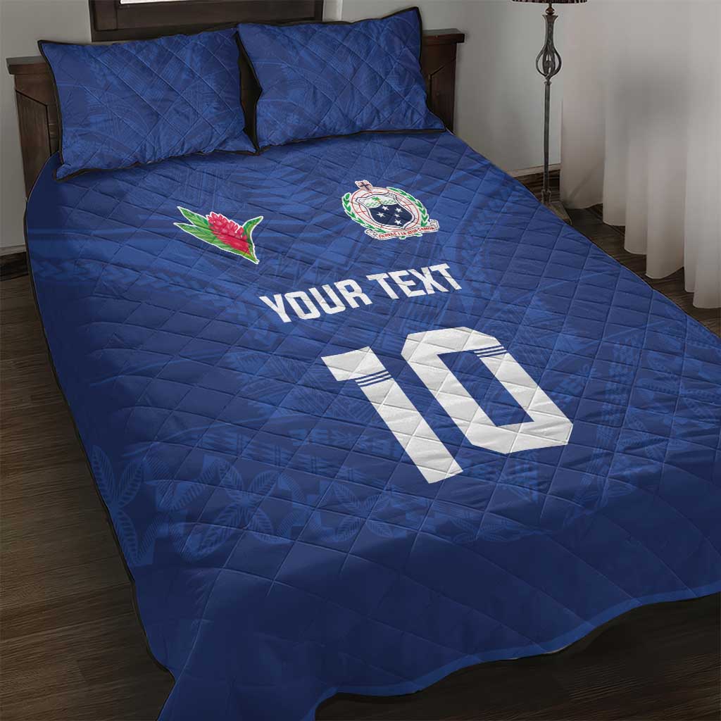 Custom Samoa Rugby Quilt Bed Set Tatau Tribal Motifs Sporty Style LT03 Blue - Polynesian Pride