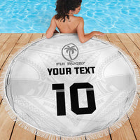 Custom Fiji Rugby Beach Blanket Tapa Tribal Motifs Sporty Style LT03 - Polynesian Pride
