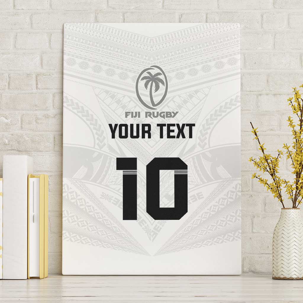 Custom Fiji Rugby Canvas Wall Art Tapa Tribal Motifs Sporty Style LT03 Without Frame White - Polynesian Pride