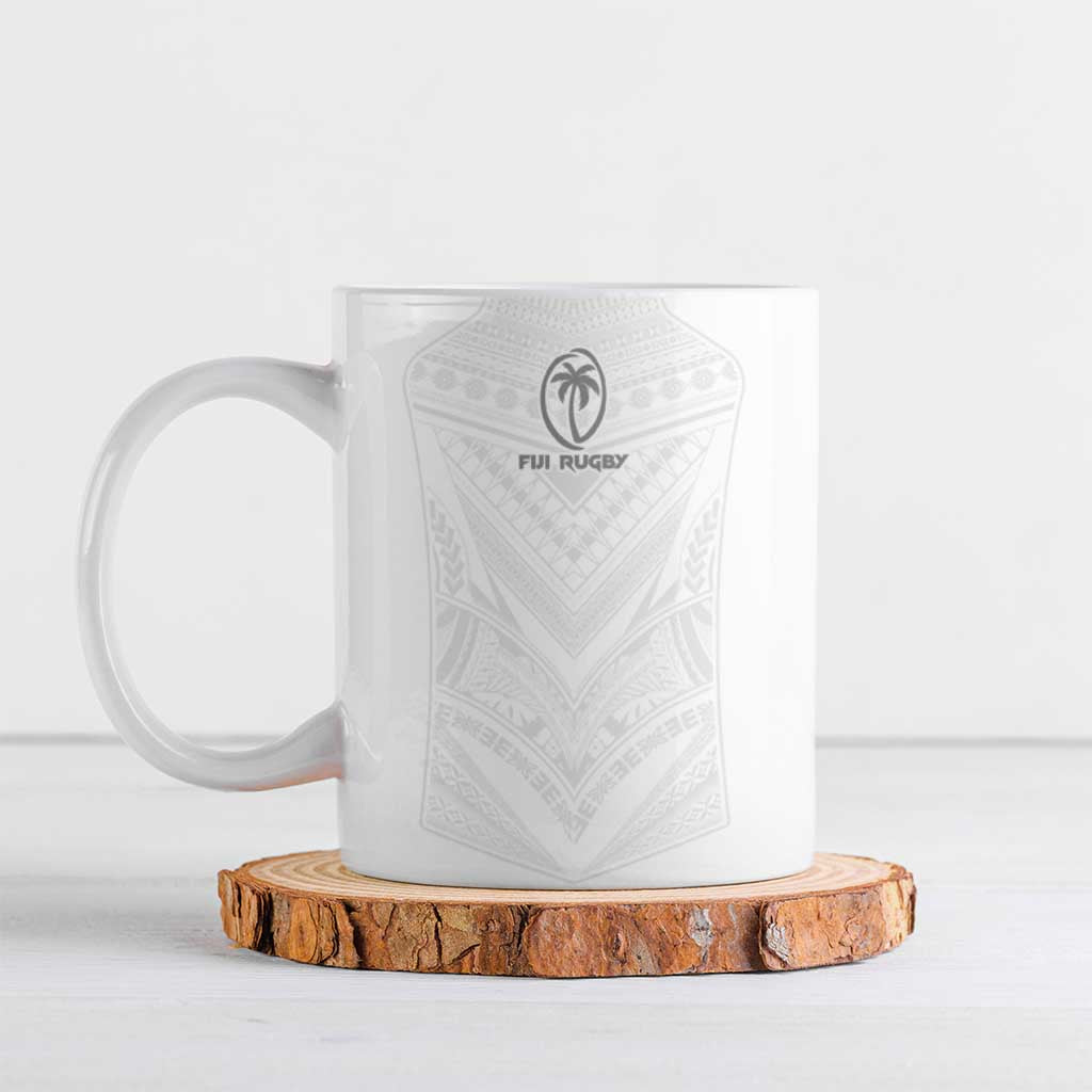 Custom Fiji Rugby Ceramic Mug Tapa Tribal Motifs Sporty Style LT03 White - Polynesian Pride