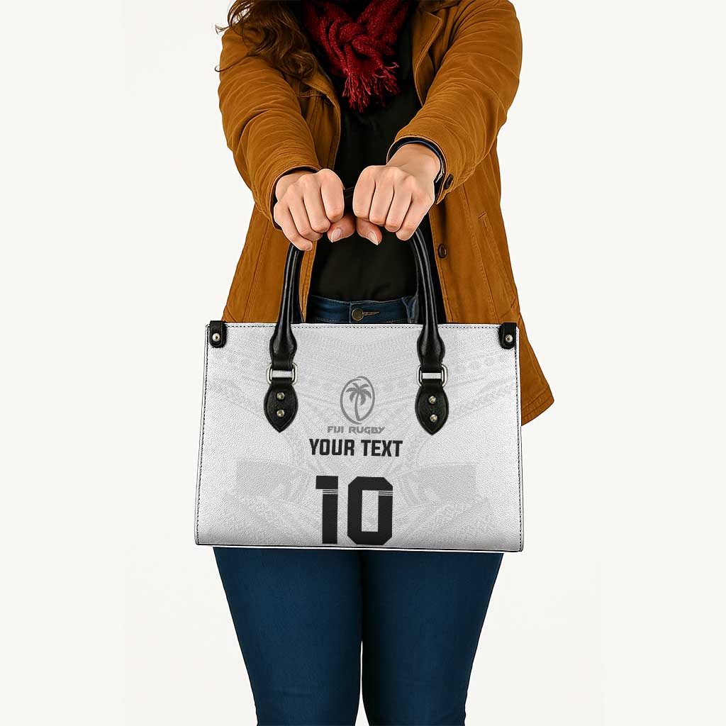 Custom Fiji Rugby Leather Bag Tapa Tribal Motifs Sporty Style LT03 - Polynesian Pride