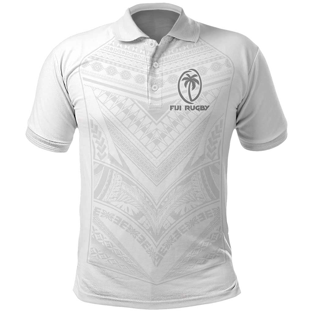 Custom Fiji Rugby Polo Shirt Tapa Tribal Motifs Sporty Style LT03 White - Polynesian Pride