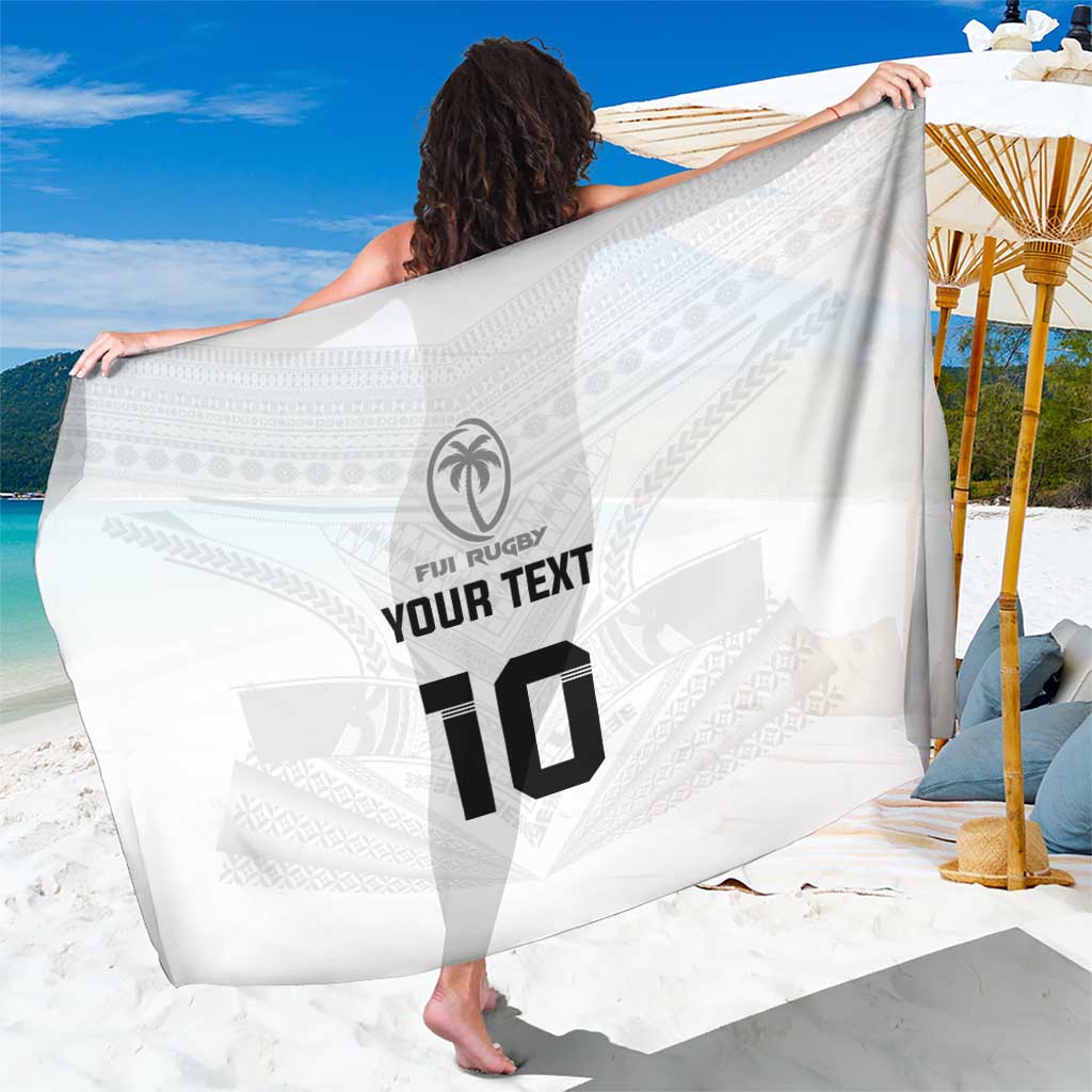 Custom Fiji Rugby Sarong Tapa Tribal Motifs Sporty Style LT03 One Size 44 x 66 inches White - Polynesian Pride