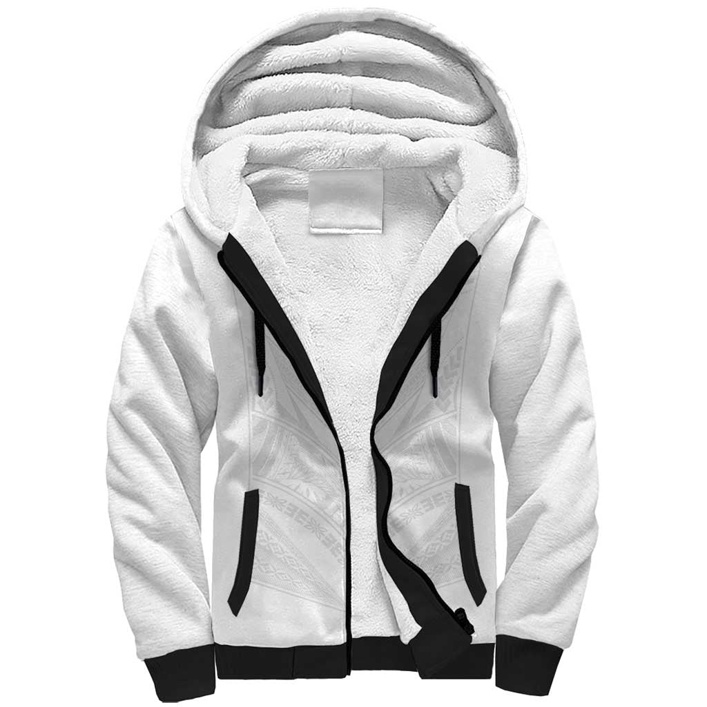 Custom Fiji Rugby Sherpa Hoodie Tapa Tribal Motifs Sporty Style LT03 Unisex White - Polynesian Pride