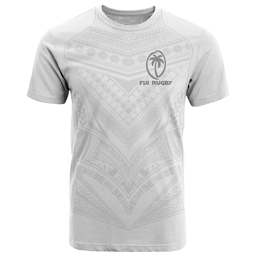 Custom Fiji Rugby T Shirt Tapa Tribal Motifs Sporty Style LT03 White - Polynesian Pride