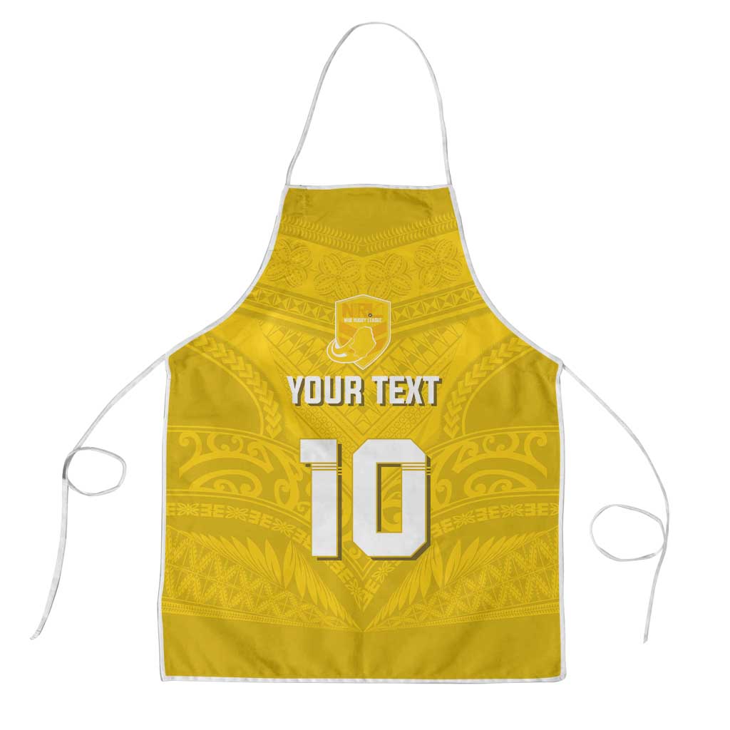 Custom Niue Rugby Apron Hiapo Tribal Motifs Sporty Style LT03 Yellow - Polynesian Pride