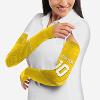 Custom Niue Rugby Arm Sleeves Hiapo Tribal Motifs Sporty Style LT03 - Polynesian Pride