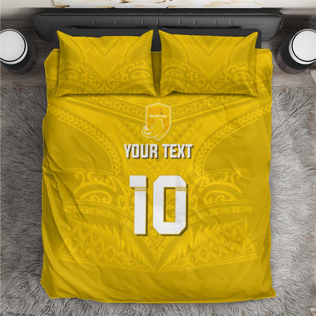 Custom Niue Rugby Bedding Set Hiapo Tribal Motifs Sporty Style LT03 Yellow - Polynesian Pride