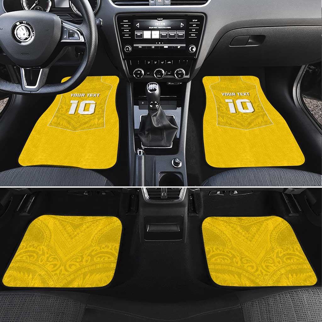 Custom Niue Rugby Car Mats Hiapo Tribal Motifs Sporty Style LT03 Set 4pcs Yellow - Polynesian Pride