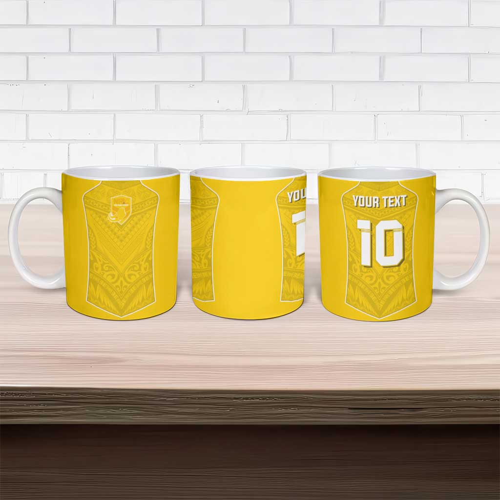 Custom Niue Rugby Ceramic Mug Hiapo Tribal Motifs Sporty Style LT03 - Polynesian Pride