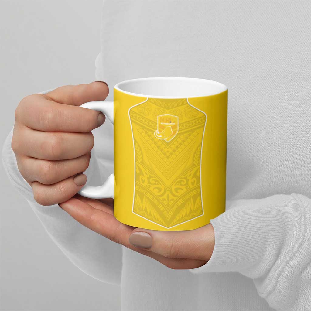 Custom Niue Rugby Ceramic Mug Hiapo Tribal Motifs Sporty Style LT03 - Polynesian Pride