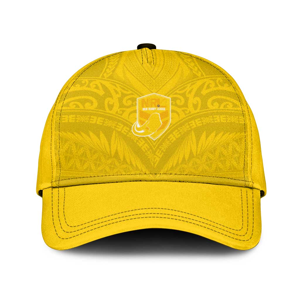 Niue Rugby Classic Cap Hiapo Tribal Motifs Sporty Style LT03 Universal Fit Yellow - Polynesian Pride