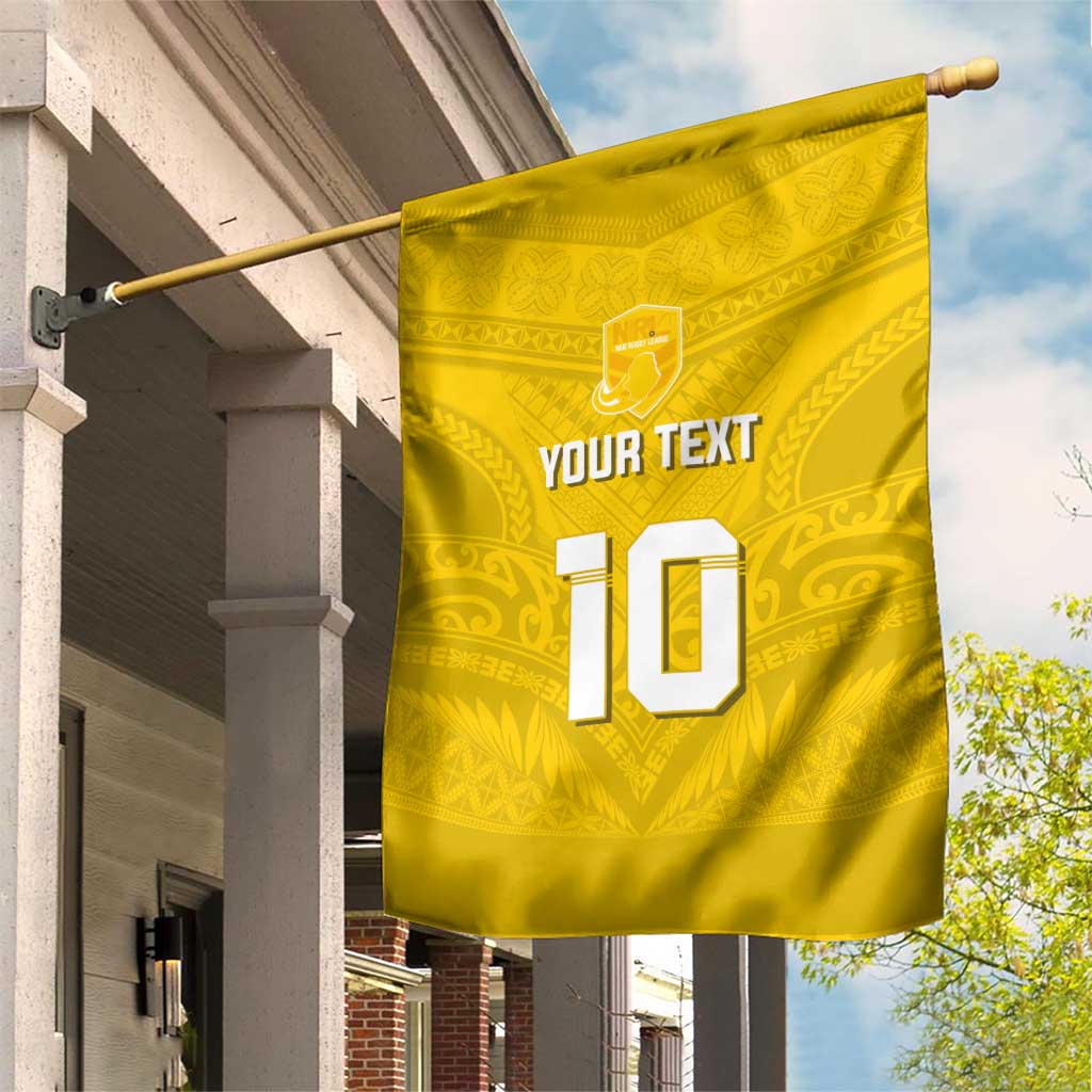 Custom Niue Rugby Garden Flag Hiapo Tribal Motifs Sporty Style LT03 House Flag Yellow - Polynesian Pride