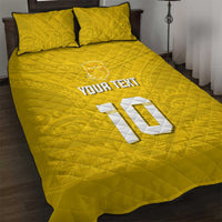 Custom Niue Rugby Quilt Bed Set Hiapo Tribal Motifs Sporty Style LT03 Yellow - Polynesian Pride