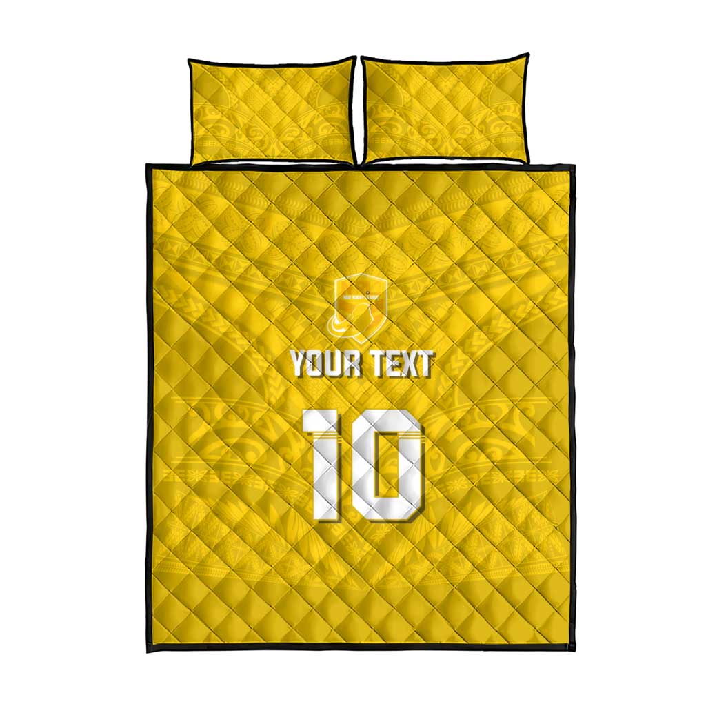 Custom Niue Rugby Quilt Bed Set Hiapo Tribal Motifs Sporty Style LT03 - Polynesian Pride