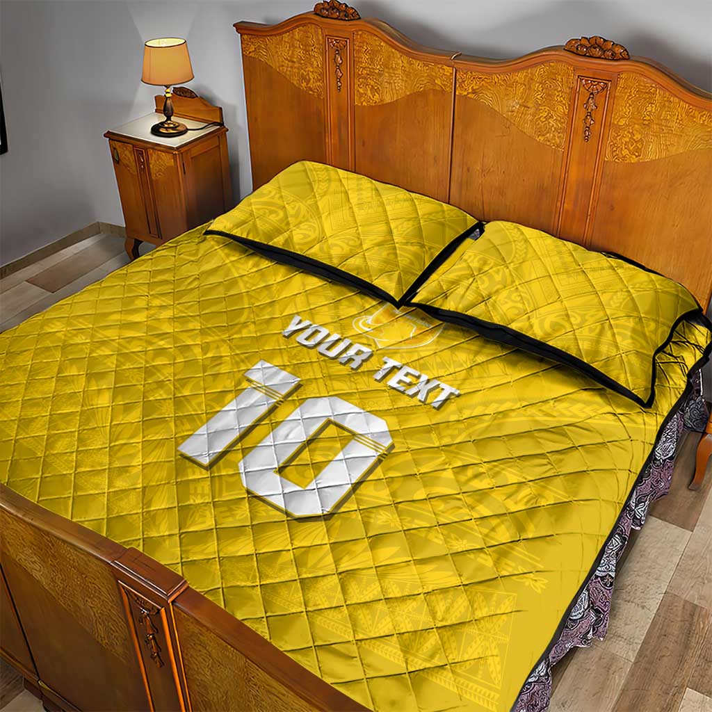 Custom Niue Rugby Quilt Bed Set Hiapo Tribal Motifs Sporty Style LT03 - Polynesian Pride