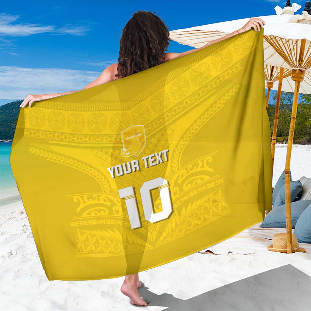 Custom Niue Rugby Sarong Hiapo Tribal Motifs Sporty Style LT03 One Size 44 x 66 inches Yellow - Polynesian Pride