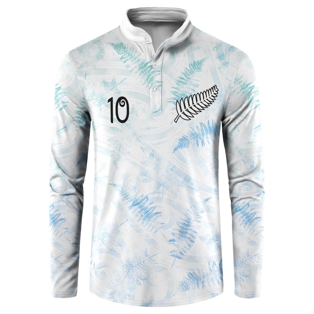 Custom New Zealand Football Button Sweatshirt The Whites-Aotearoa Inspired LT03 White - Polynesian Pride