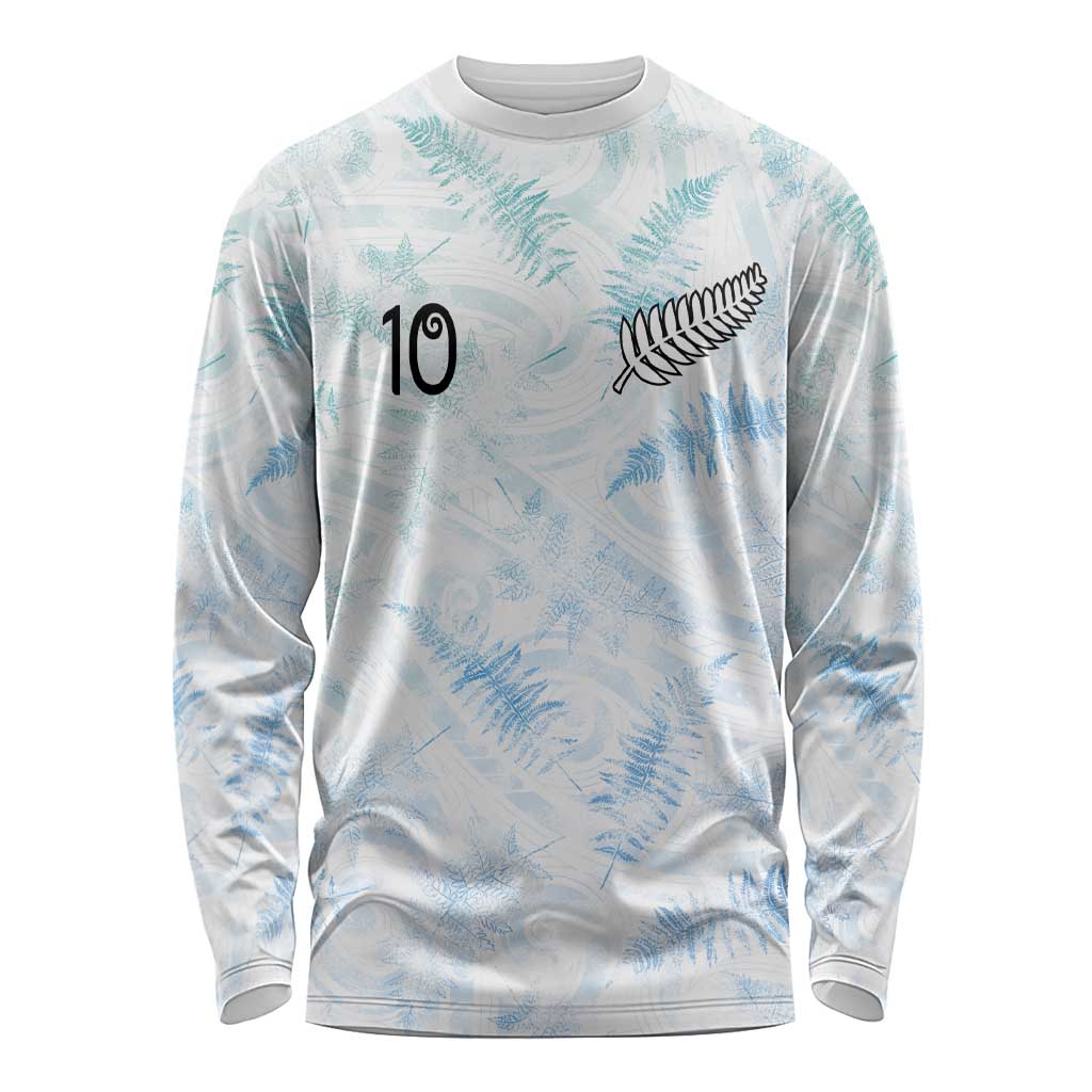 Custom New Zealand Football Long Sleeve Shirt The Whites-Aotearoa Inspired LT03 Unisex White - Polynesian Pride