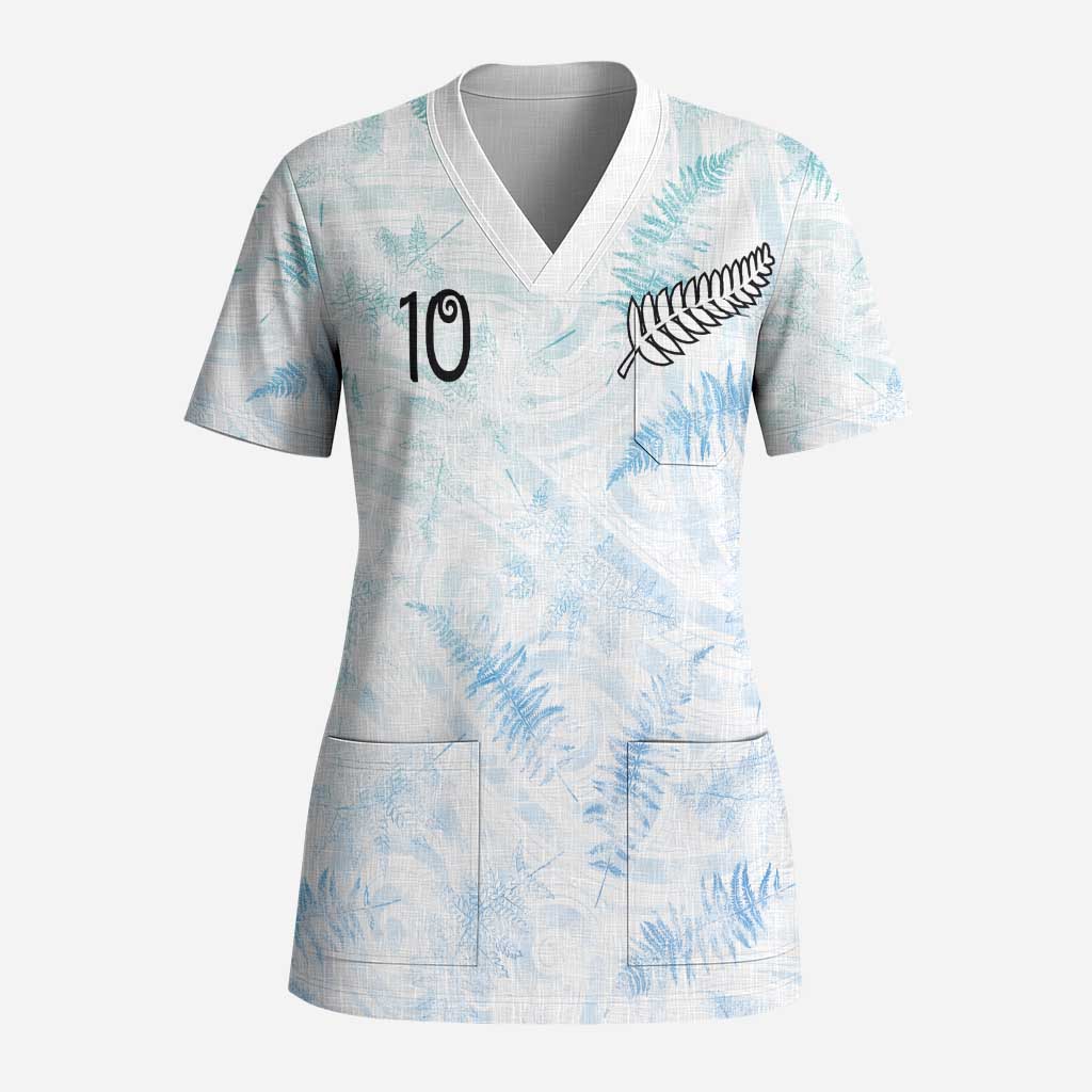 Custom New Zealand Football Scrub Top The Whites-Aotearoa Inspired LT03 Adult White - Polynesian Pride