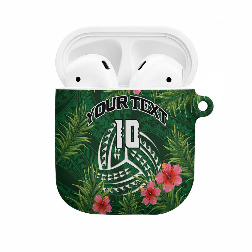 Custom Hawaii Volleyball AirPods Case Kakau Abstract and Tropical Plants Green Color LT03 Green - Polynesian Pride
