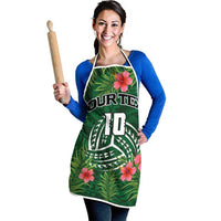 Custom Hawaii Volleyball Apron Kakau Abstract and Tropical Plants Green Color LT03 - Polynesian Pride